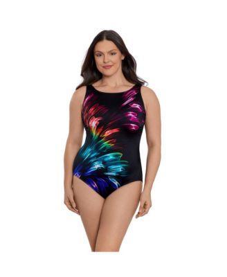 Women's Panel Scoopback Highneck One-Piece Swimsuit Product Image