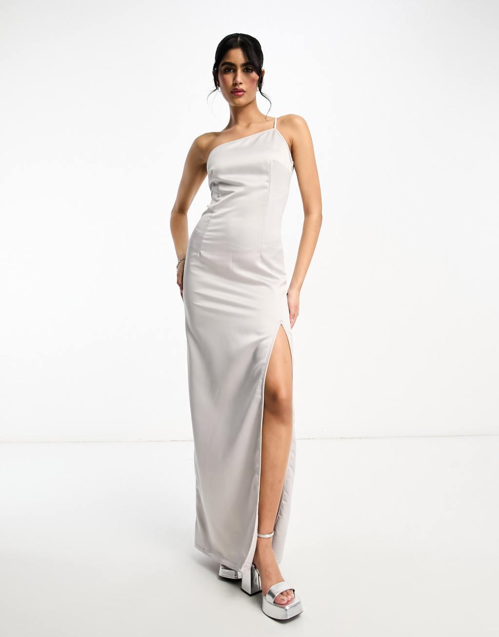 Extro & Vert Tall one shoulder maxi dress with split Product Image