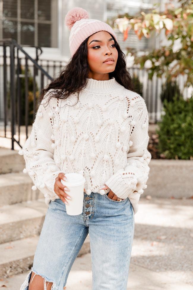 Chunky Cream Pom Sweater Product Image