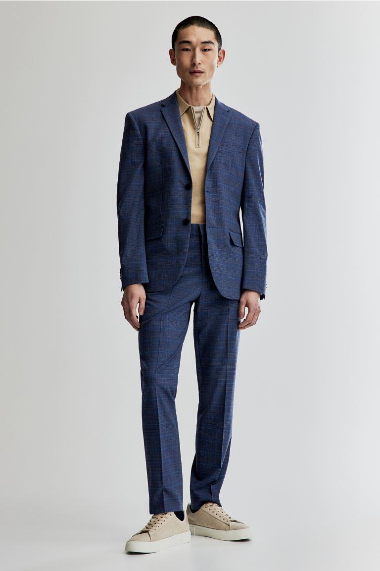 H & M - Slim Fit Suit Pants - Blue Product Image