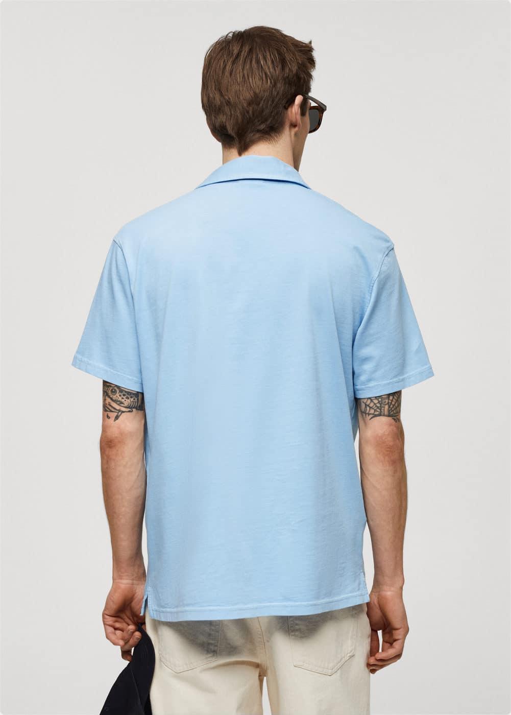 MANGO MAN - 100% cotton relaxed fit polo shirt sky blueMen Product Image