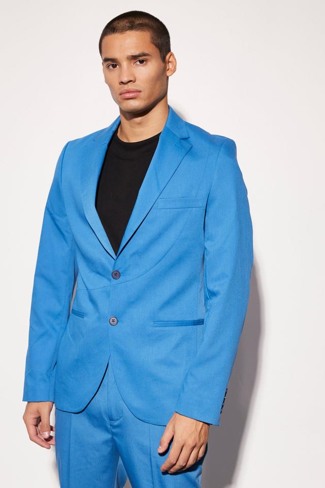 Slim Fit Curved Seam Detail Suit Jacket | boohooMAN USA Product Image