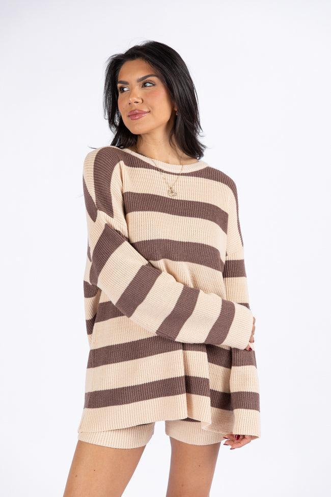 Sign Of The Times Brown and Tan Striped Sweater Set Product Image