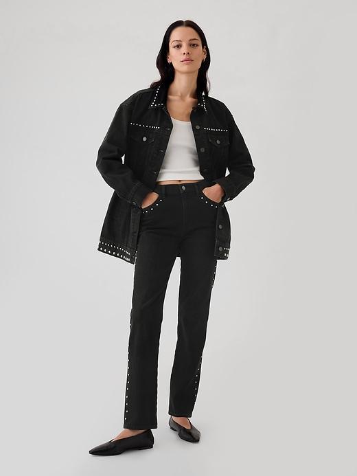 High Rise Studded &apos;90s Straight Jeans Product Image