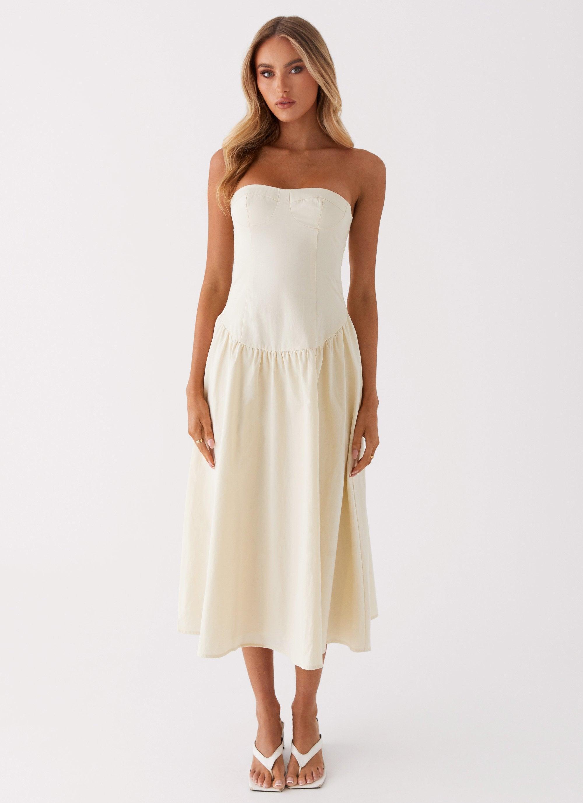 Rosebud Bustier Midi Dress - Ivory Product Image