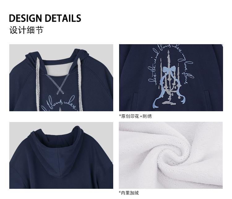 Long-Sleeve Bow Print Hoodie Product Image