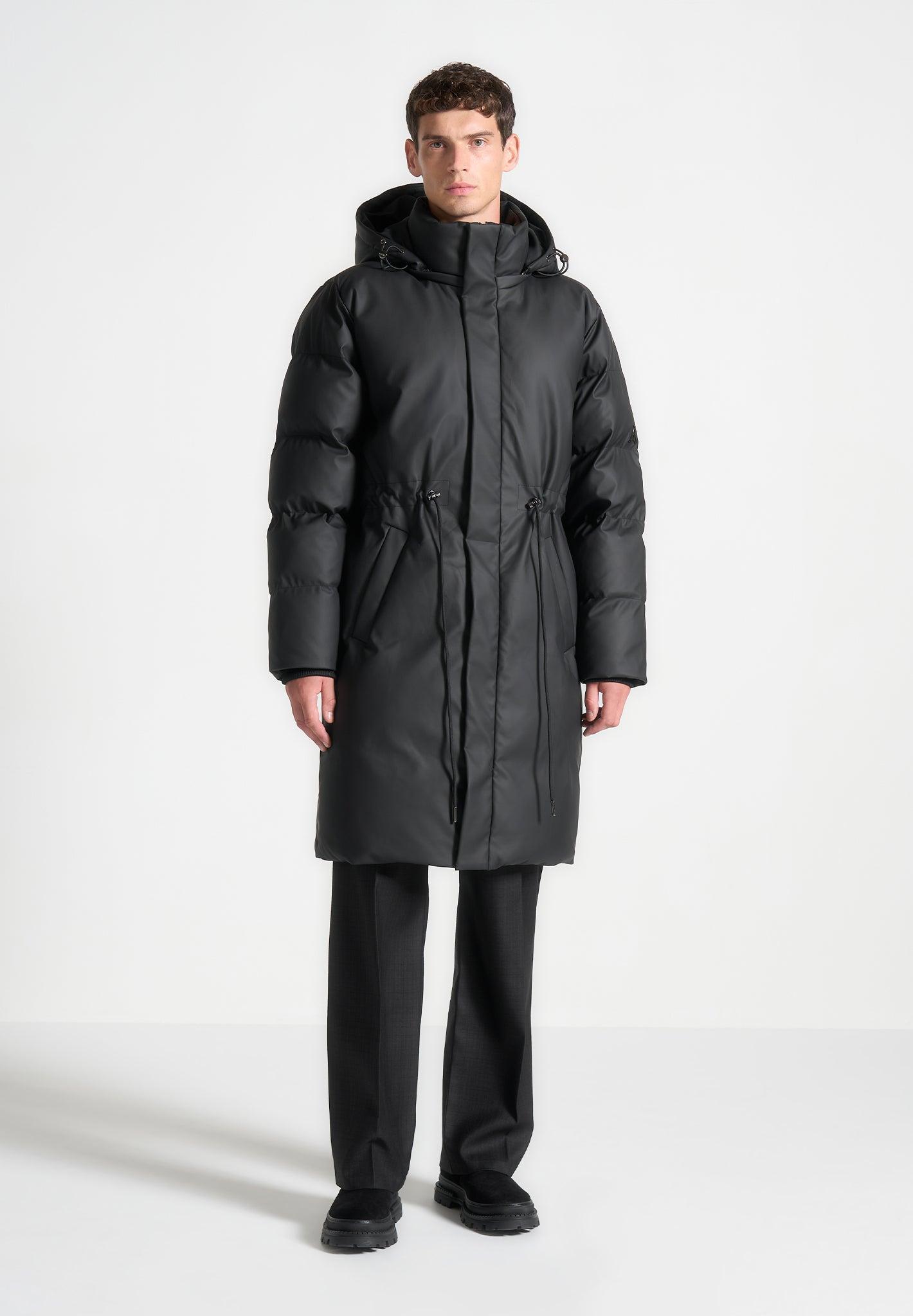 Matte Longline Puffer Coat - Black Male Product Image