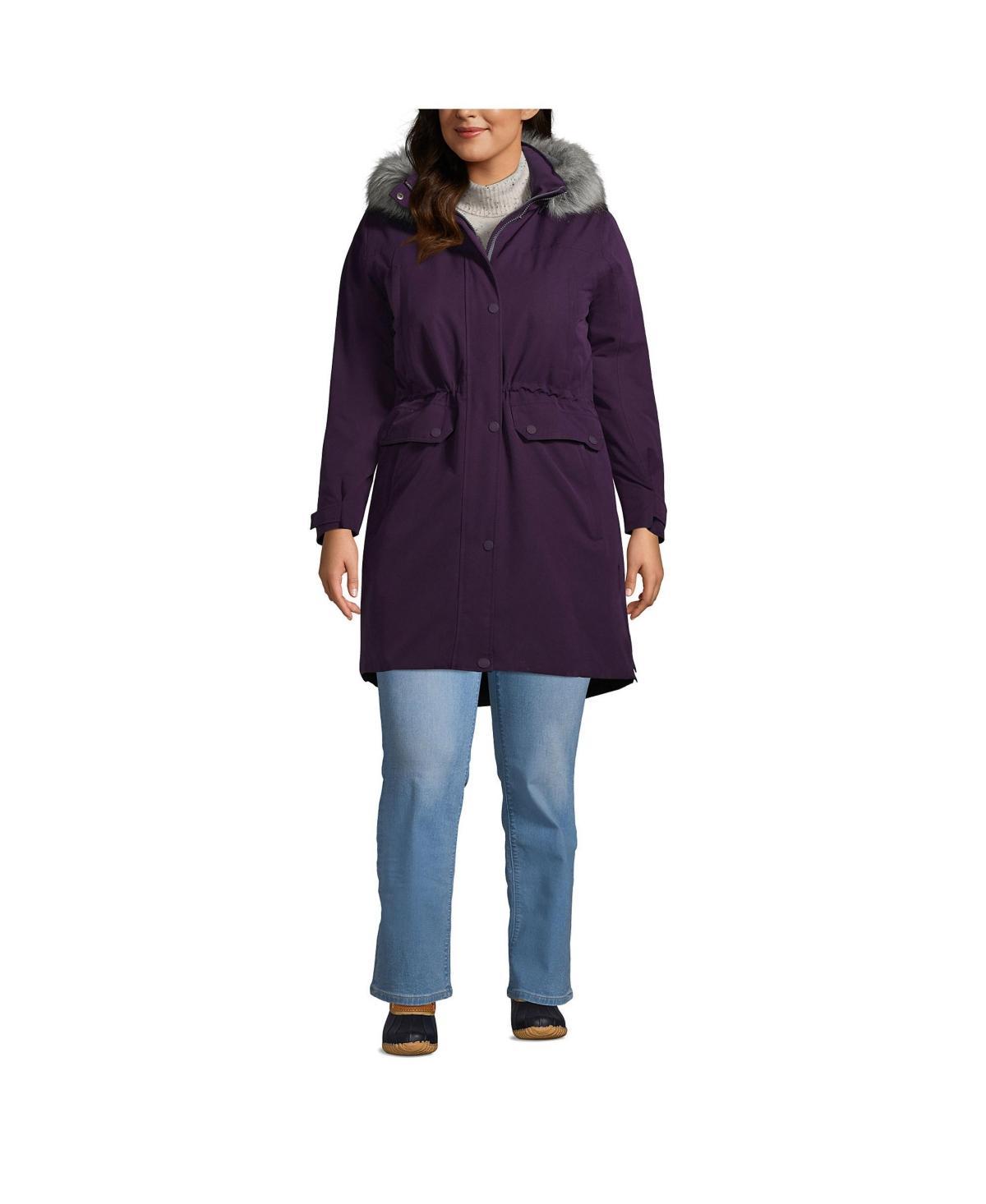 Plus Size Lands End Expedition Down Waterproof Winter Parka, Womens Dark Blue Product Image