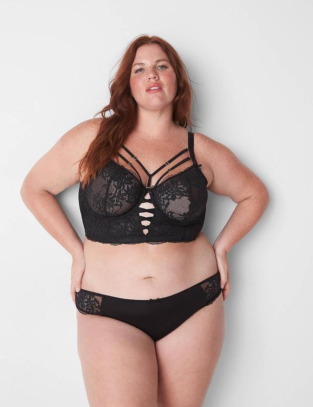 Lane Bryant Sheer Lace Unlined Longline Balconette Bra 44G Black Product Image