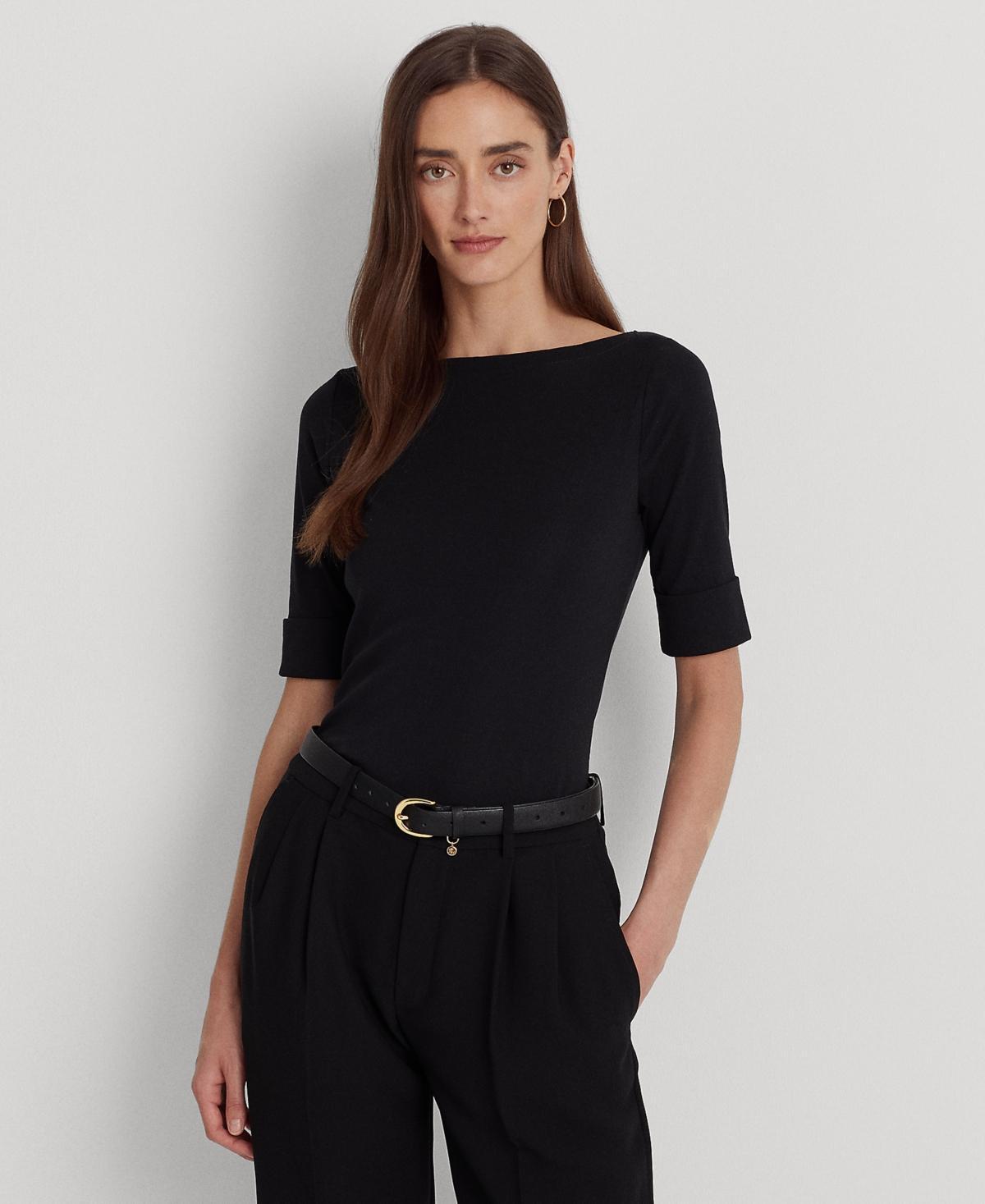 Lauren Ralph Lauren Stretch Boatneck Top, Regular & Petite Product Image