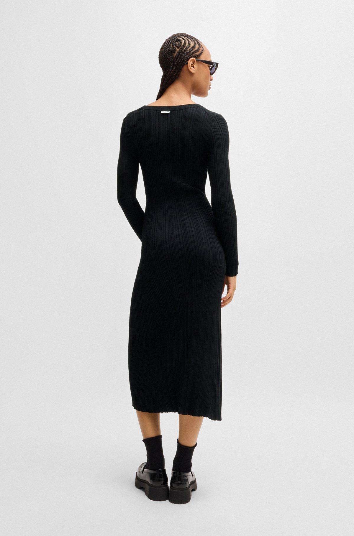 Slim-fit midi-length dress with irregular ribbed structure Product Image