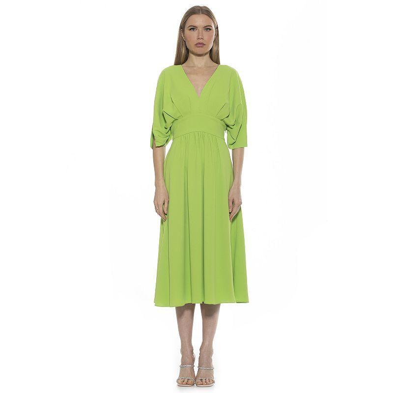 Womens ALEXIA ADMOR August Draped Fit & Flare Midi Dress Green Product Image