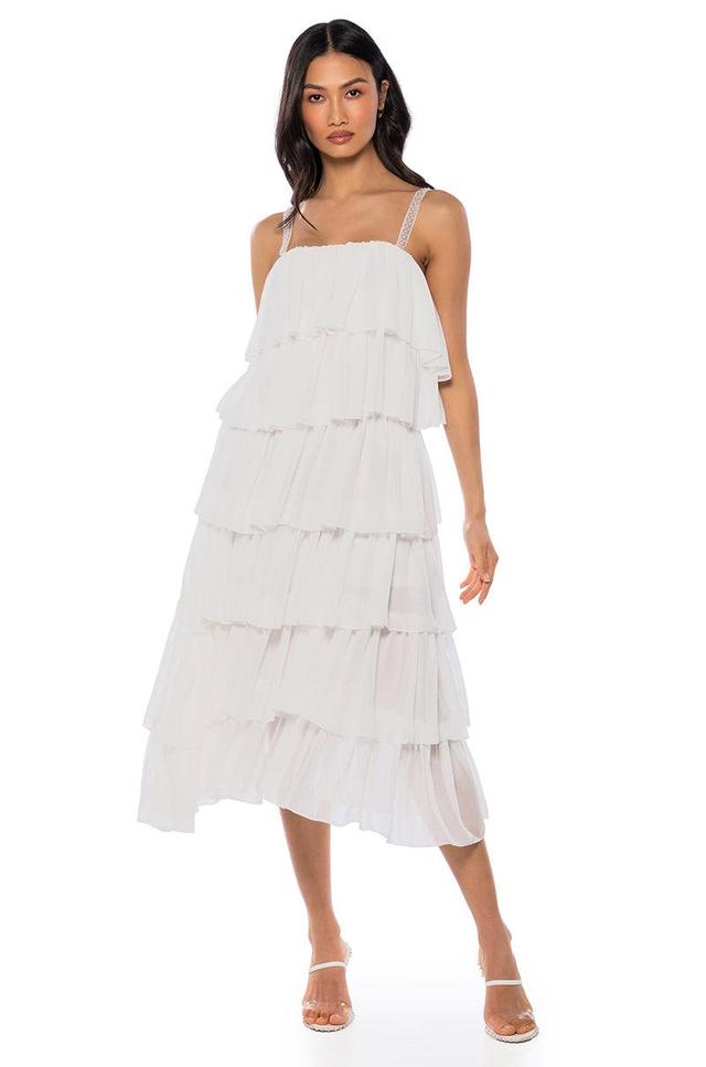 ROSE TIERED SLEEVELESS MAXI DRESS IN WHITE Product Image