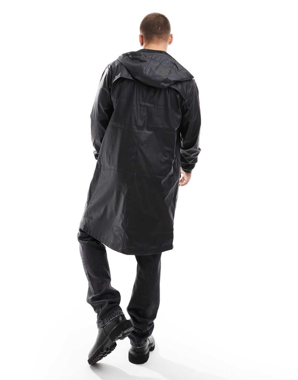 Jack & Jones rubberized raincoat in black Product Image