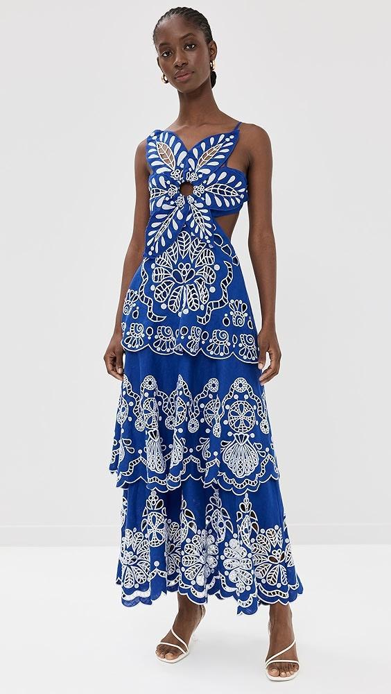 FARM Rio Blue Flower Richelieu Midi Dress | Shopbop Product Image