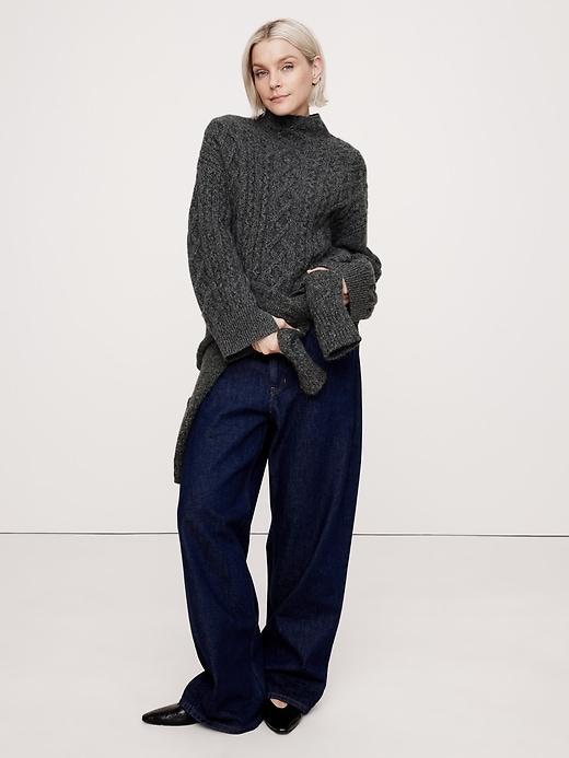 Cashmere Cable-Knit Sweater with Vented Back Product Image