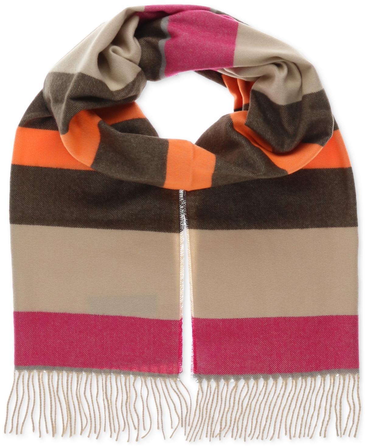 Fraas Womens Striped Fringe-Trim Scarf Product Image