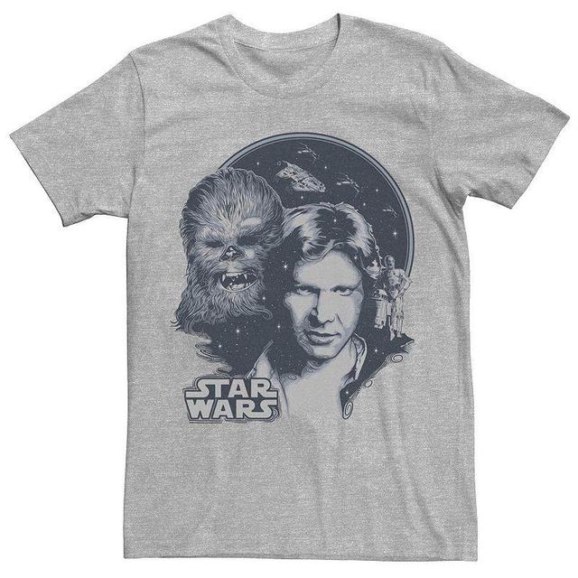 Mens Star Wars Vintage Han Solo And Chewbacca Tee Athletic Grey Product Image