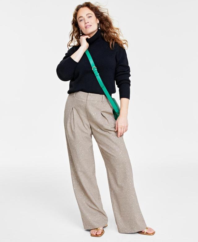 On 34th Womens Sequin Plaid Wide-Leg Pants, Created for Macys Product Image