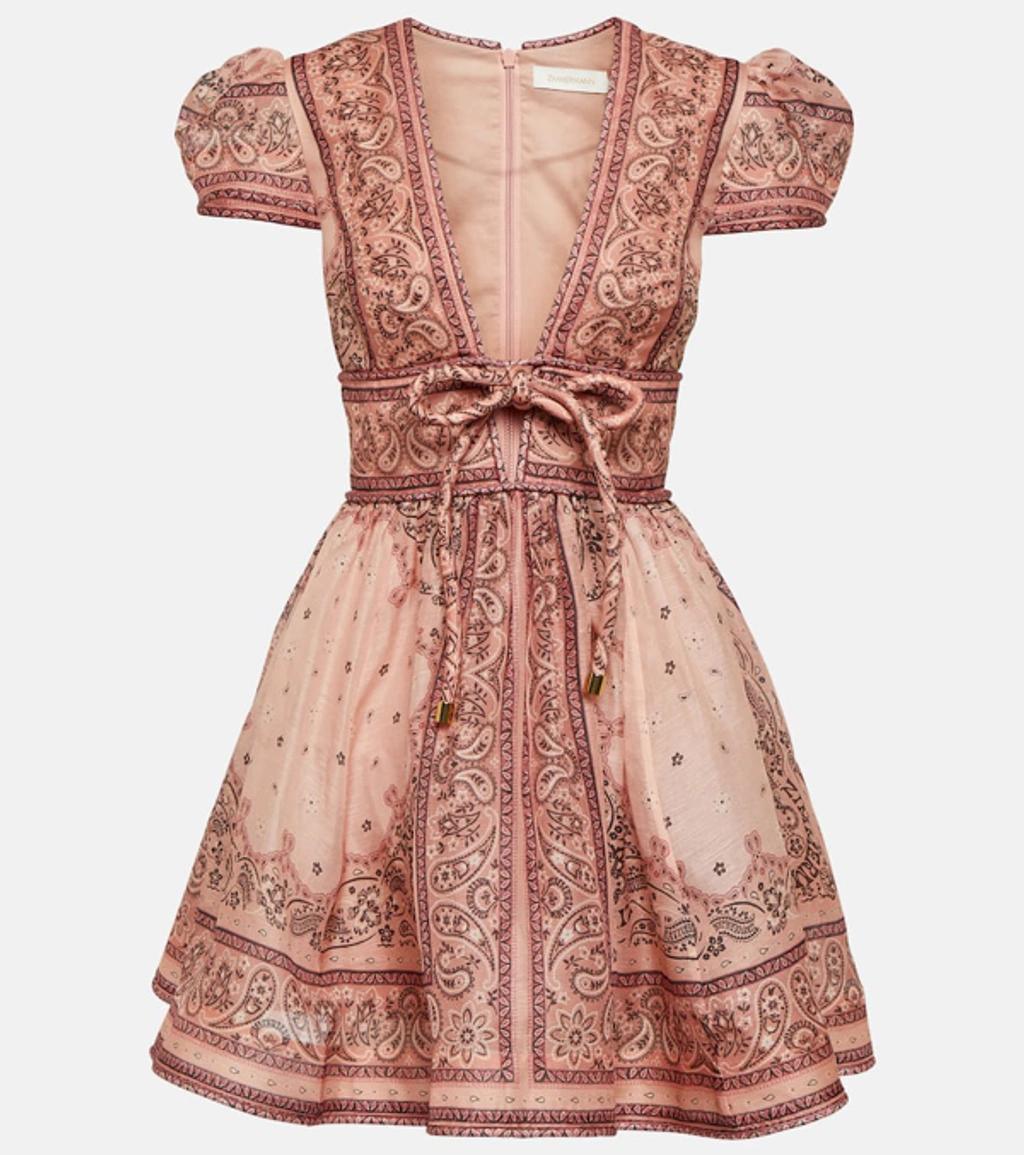 ZIMMERMANN Matchmaker Structured Linen-silk Mini Dress In Pink Product Image