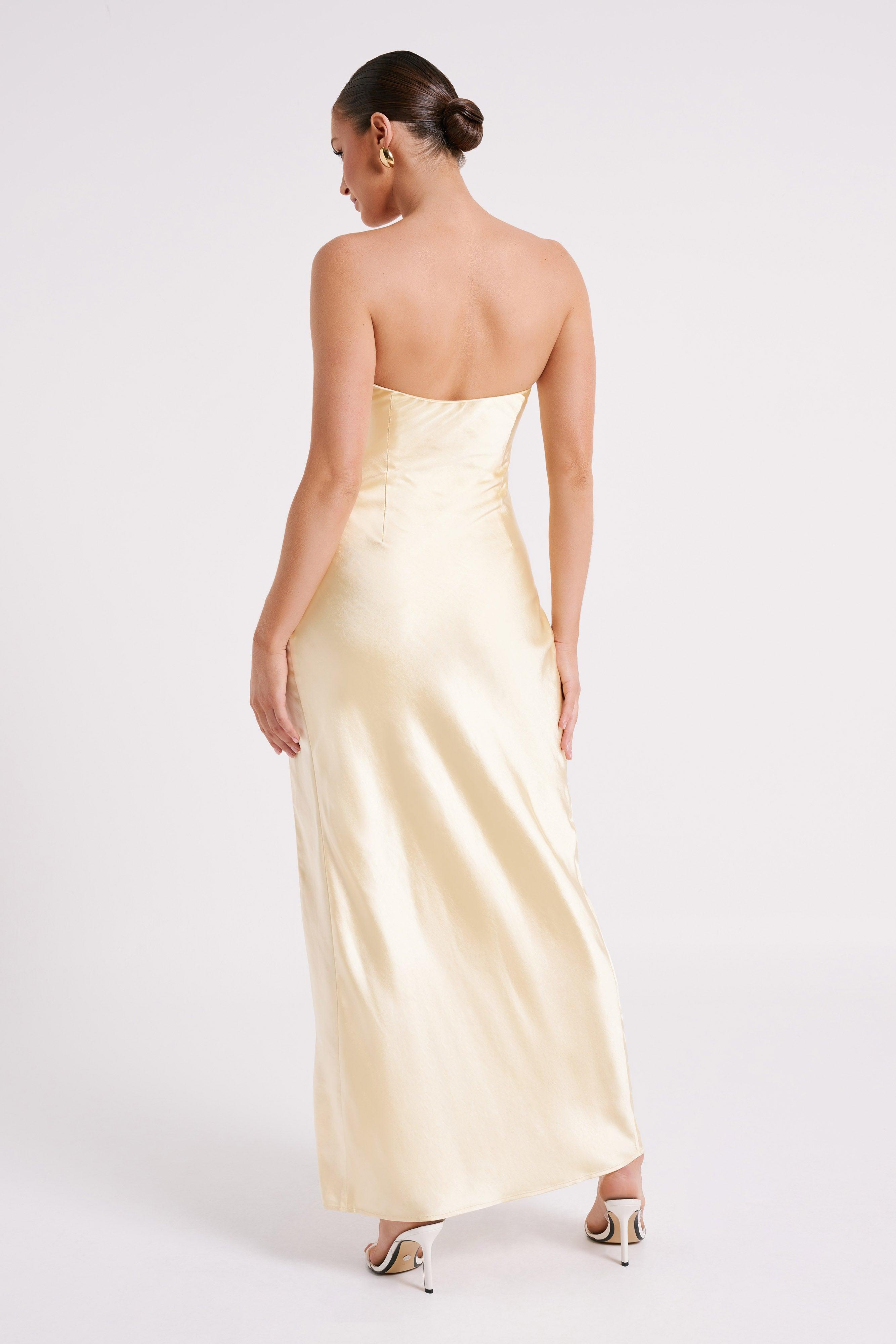 Aminah Draped Strapless Maxi Dress - Butter Product Image