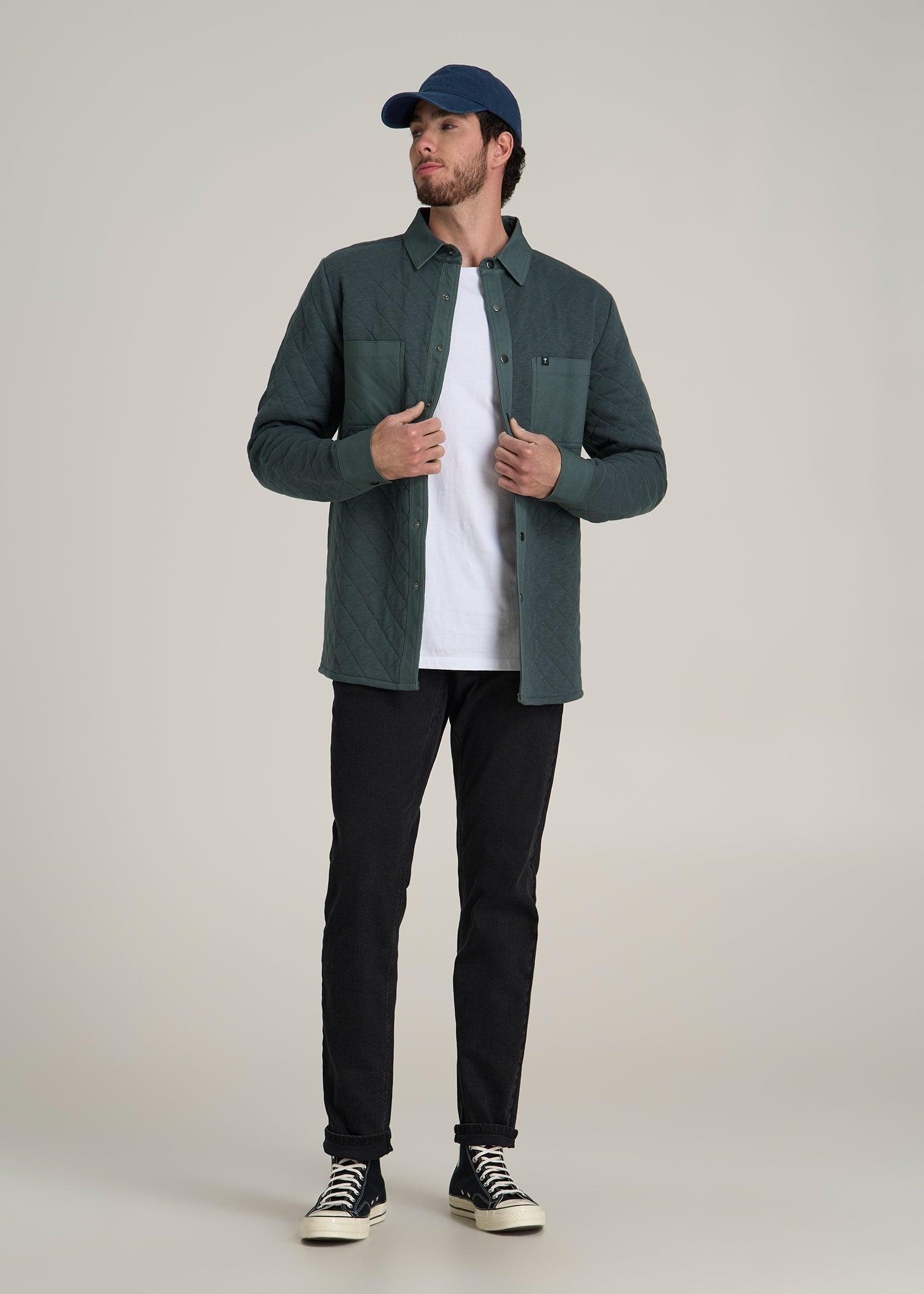 Quilted Shacket for Tall Men in Soft Green Male Product Image