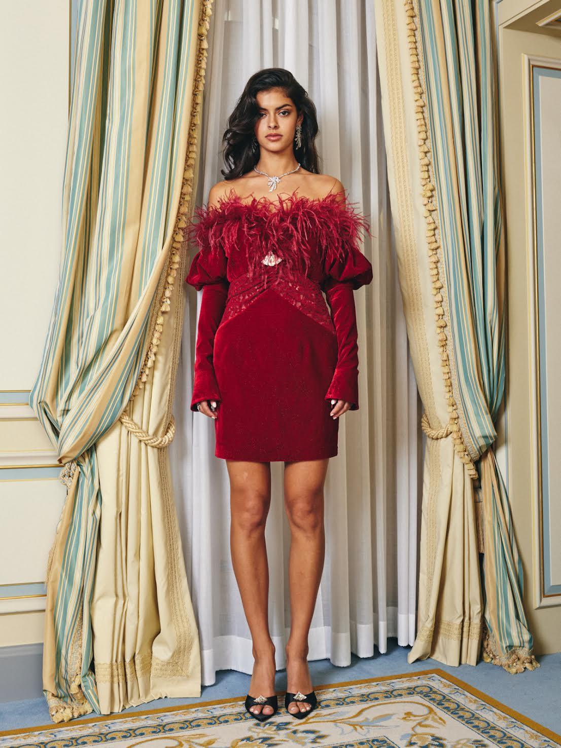 Eve Velvet Dress (Red) (Final Sale) Product Image