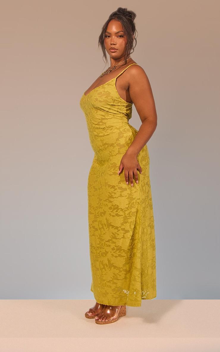 Plus Lime Floral Sheer Burnout Cami Maxi Dress Product Image