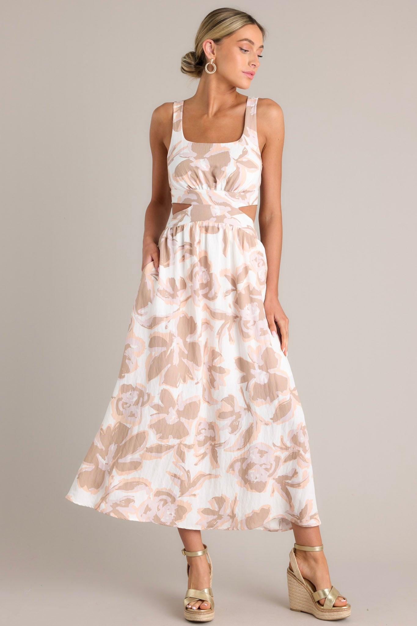 Radiant Day White Floral Cutout Maxi Dress Product Image