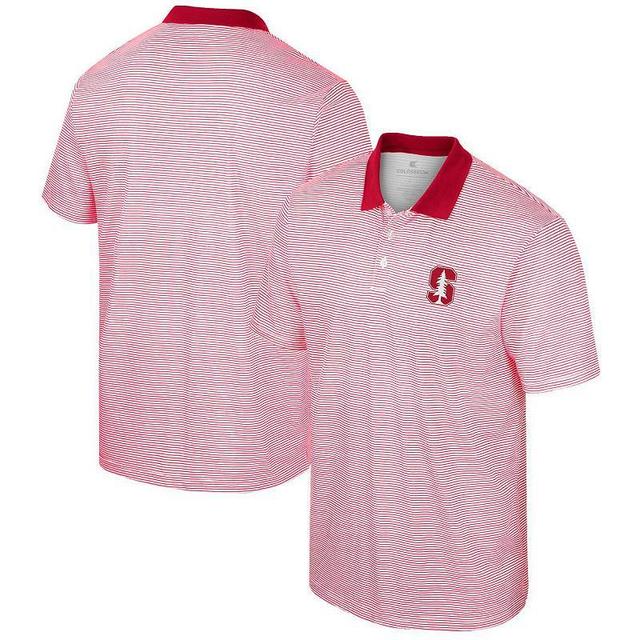 Mens Colosseum Stanford Cardinal Print Stripe Polo Product Image