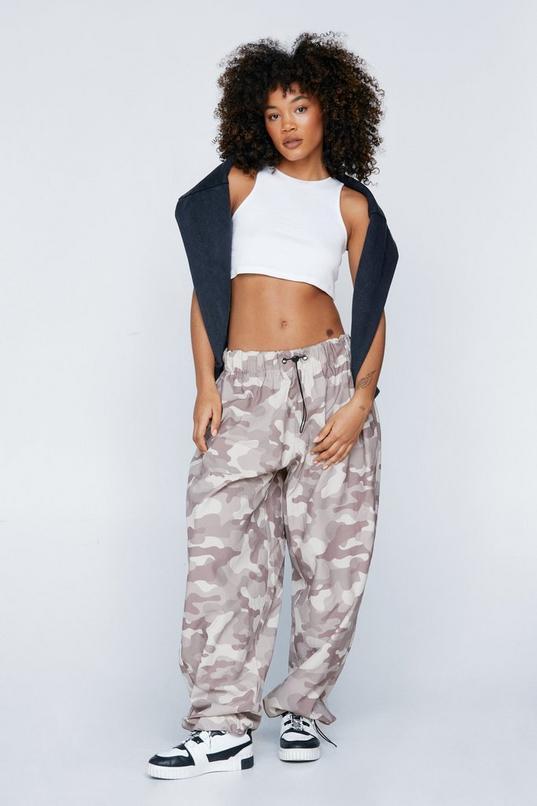 Mid Rise Camo Print Cargo Pants product image