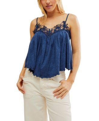 Women's Kayla Lace Trim Sleeveless Cotton Top Product Image