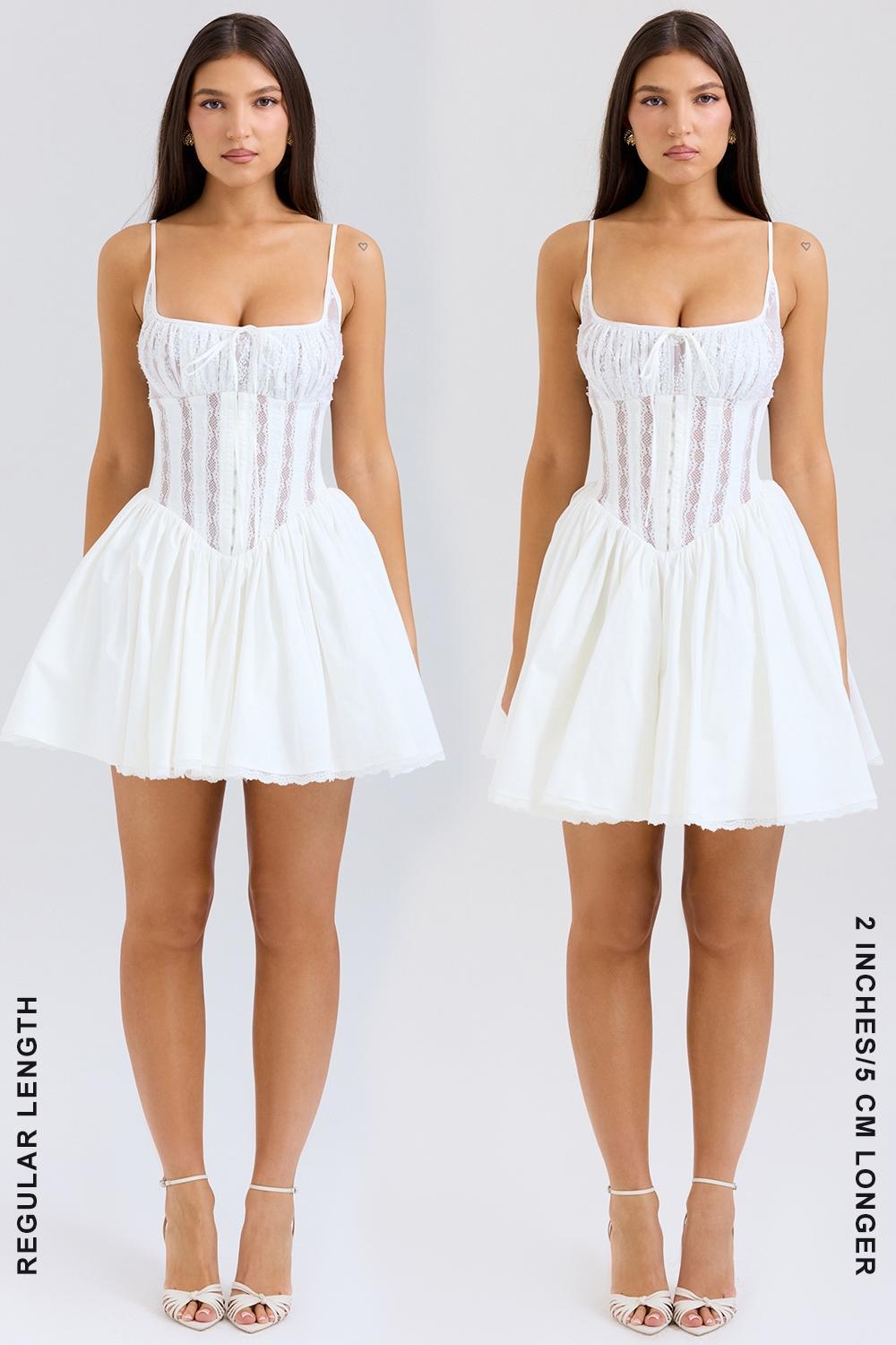 Rosaria White Cotton Corset Mini Dress Product Image