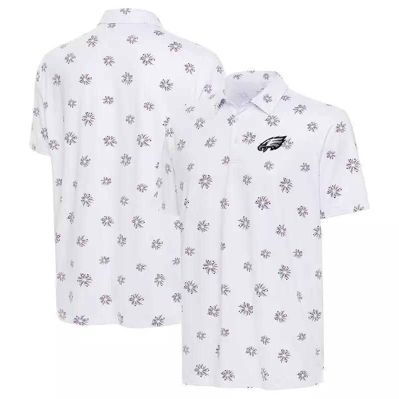 Antigua Mens White Philadelphia Eagles Fireworks Polo Product Image