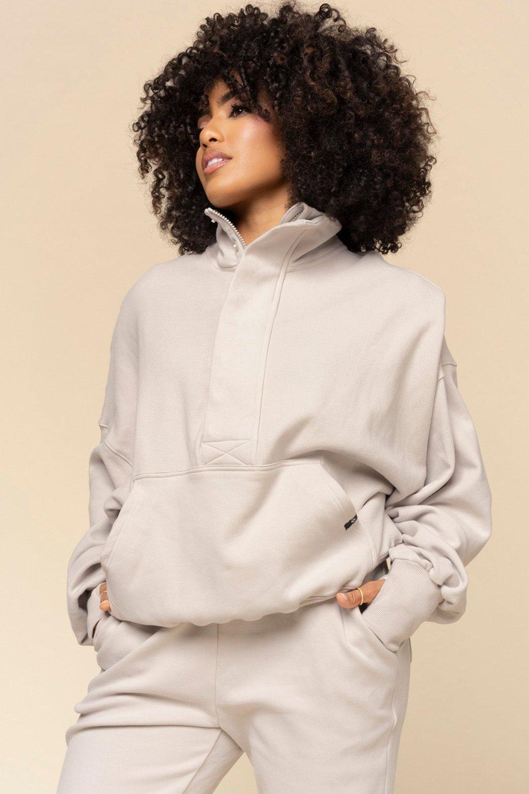 Ooey Gooey Half Zip Sweater - Silver Birch Product Image