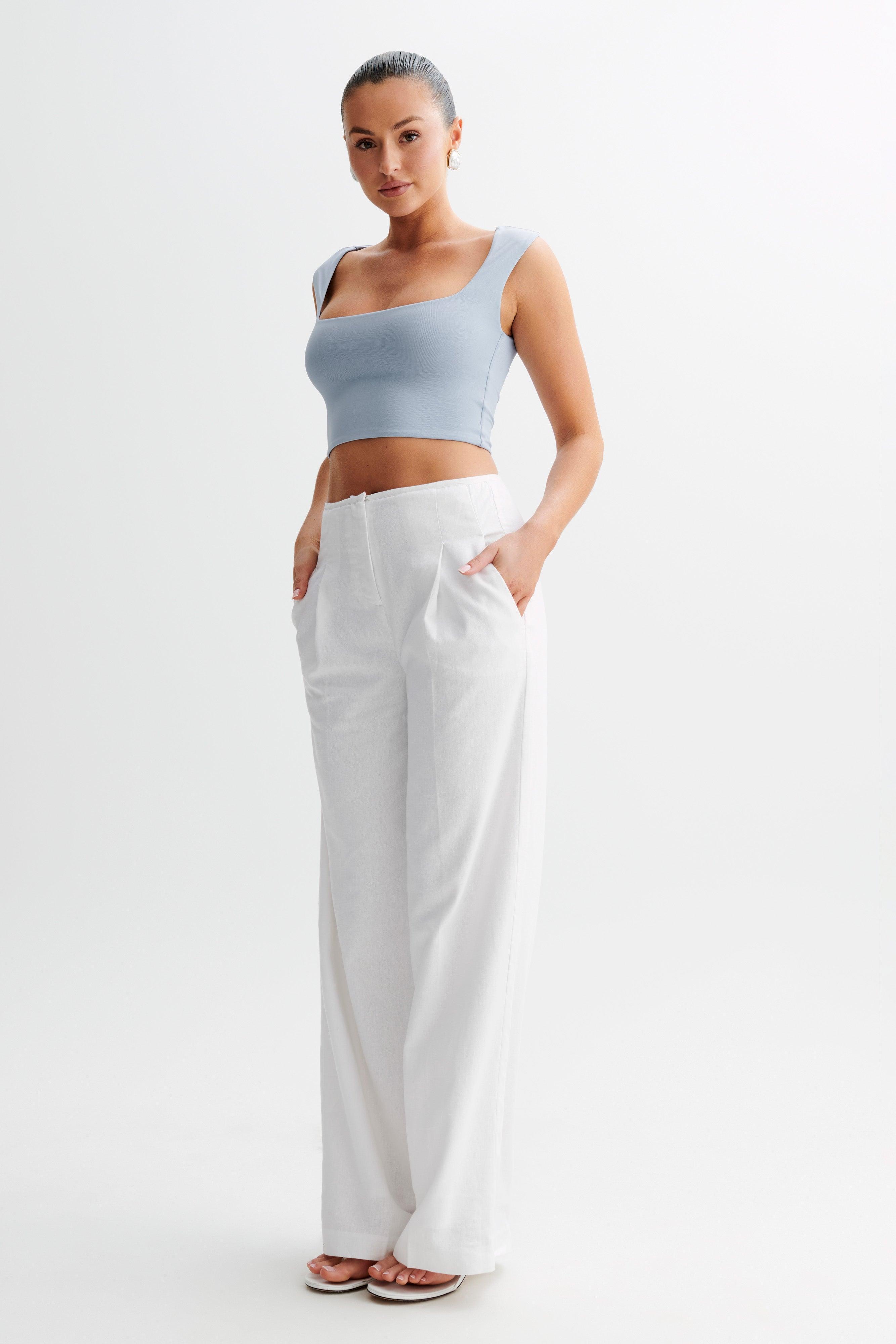 Linley Recycled Nylon Cropped Top - Dusty Blue Product Image