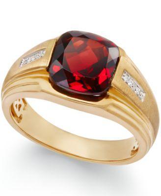 Mens Garnet (5 ct. t.w.) and Diamond Accent Ring in 10k Gold Product Image