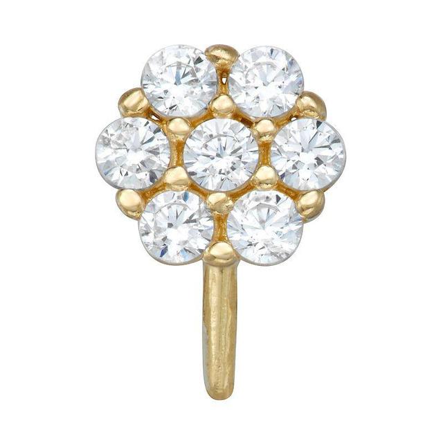 14k Gold Cubic Zirconia Flower Nose Stud, Womens, Yellow Product Image