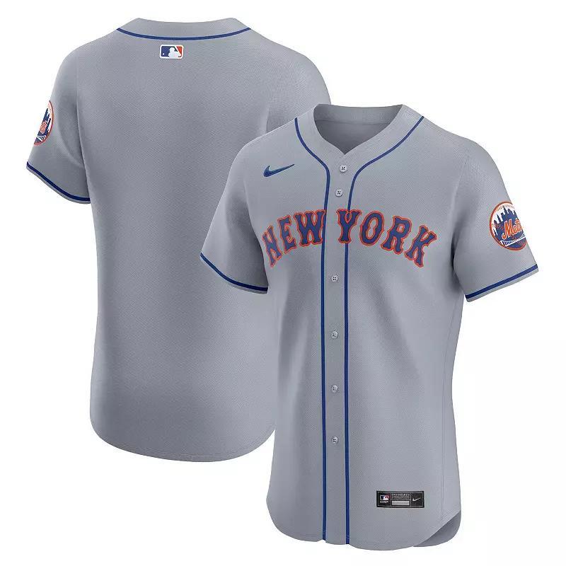 Nike Mens Gray New York Mets Road Vapor Premier Elite Patch Jersey - Gray Product Image