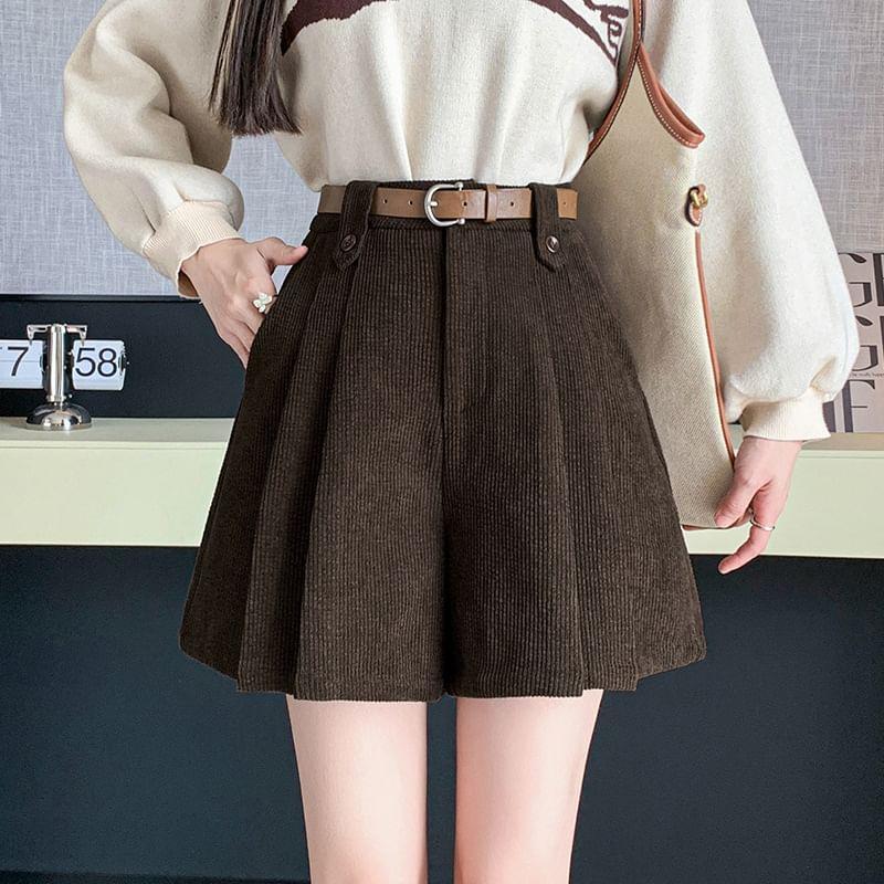 High Waist Corduroy Wide Leg Shorts Product Image