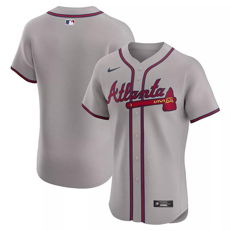 Mens Nike Gray Atlanta Braves Road Elite Jersey Product Image