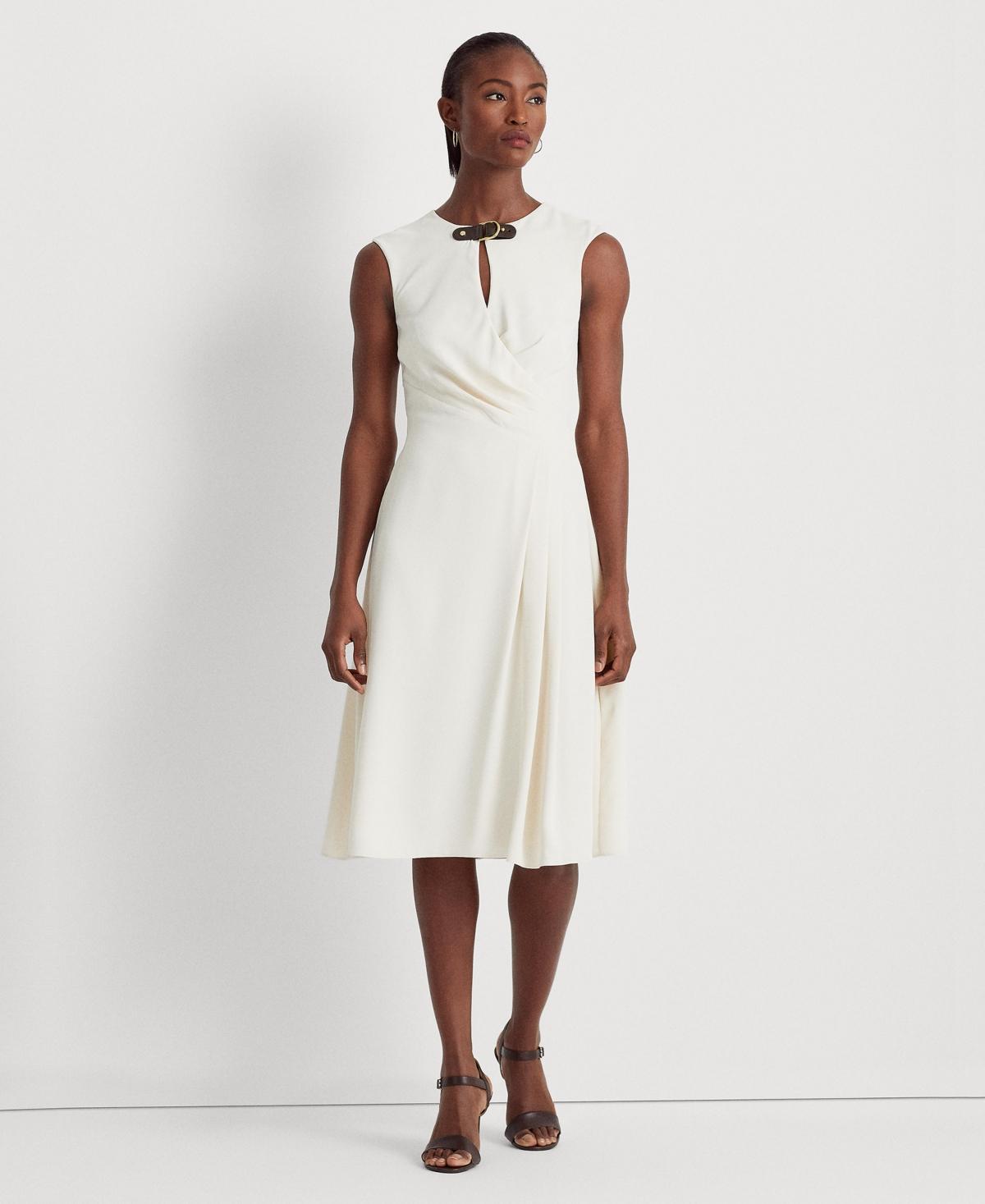 Lauren Ralph Lauren Womens Faux-Leather-Buckle A-Line Dress Product Image