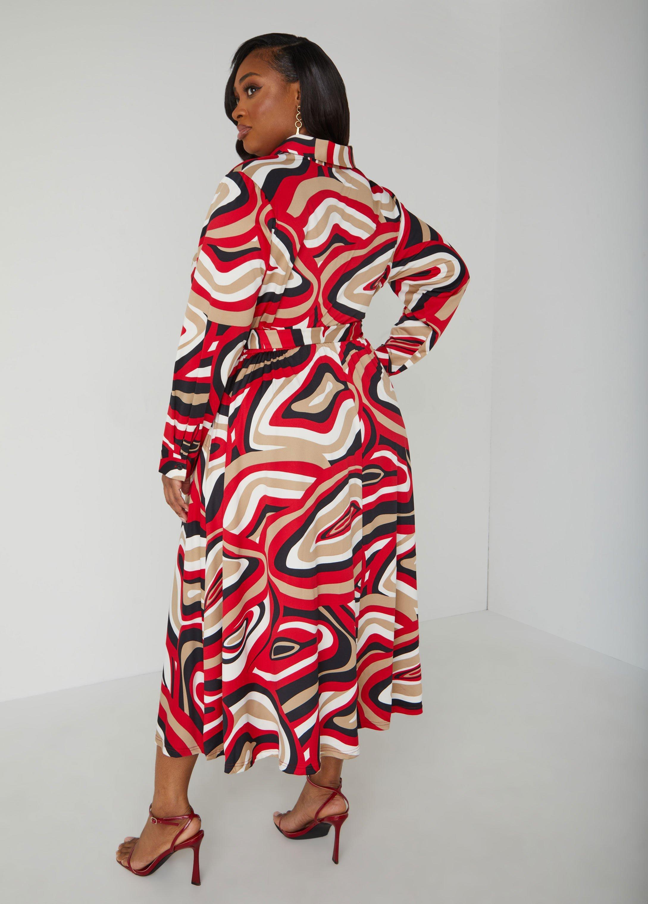 Swirl Print A Line Shirtdress Product Image