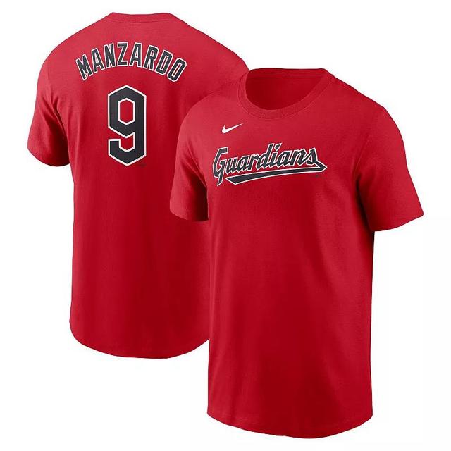 Nike Mens Kyle Manzardo Red Cleveland Guardians Fuse Name Number T-Shirt Product Image