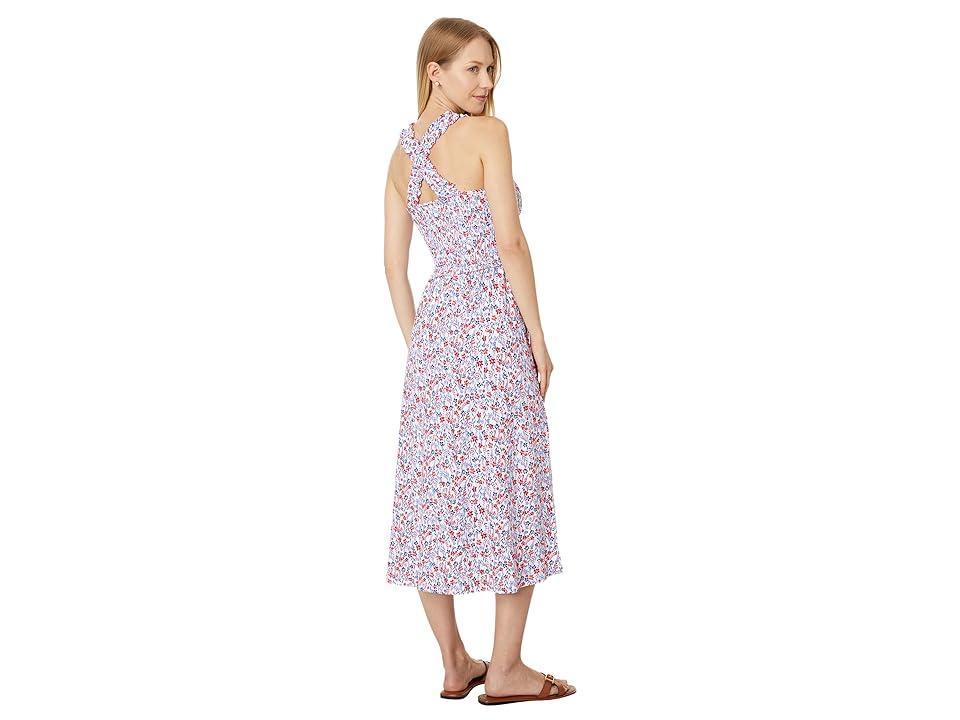 Tommy Hilfiger Womens Smocked Floral-Print Cotton Midi Dress - Brtwht Product Image