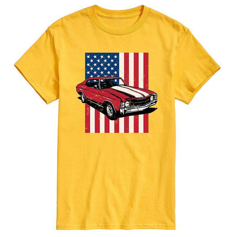 Mens Muscle Car American Flag Graphic Tee Product Image