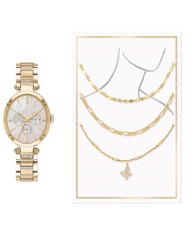 Jessica Carlyle Womens Quartz Gold-Tone Alloy Watch 34mm Gift Set - Shiny Gold Product Image