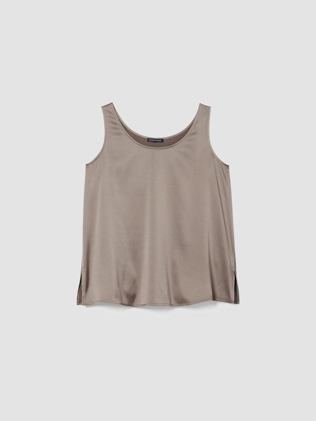 EILEEN FISHER Stretch Silk Charmeuse Scoop Neck Tankfemale Product Image