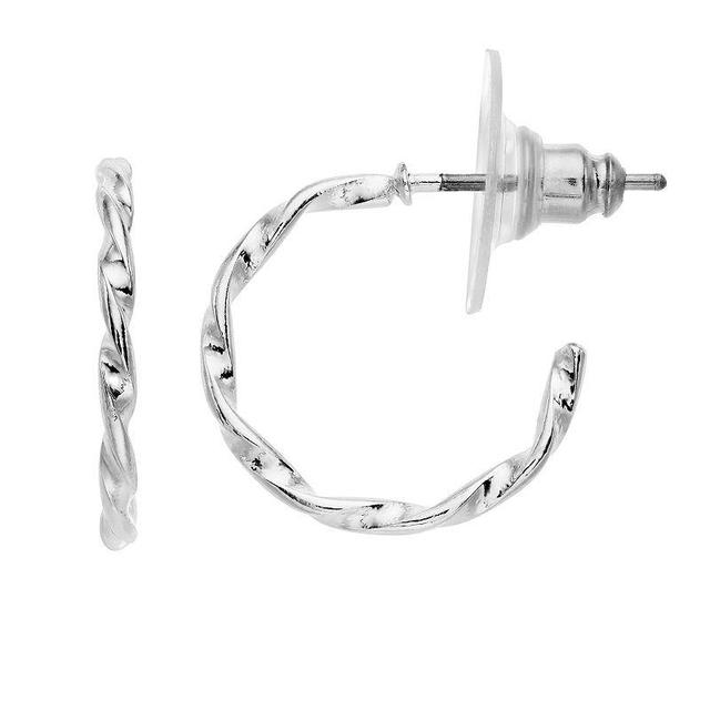 LC Lauren Conrad Twisted Hoop Earrings, Womens, Silver Product Image