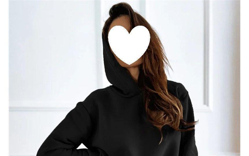 Long-Sleeve Plain Mini Shift Hoodie Dress Product Image